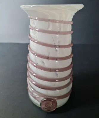 Buy Vintage Mdina Maltese White & Purple Glass Trailing Vase 155mm Tall • 19.99£