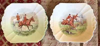 Buy 2 X VINTAGE SHELLEY PLATES BOWLS DISHES HORSE HUNTING SCENE • 9.99£