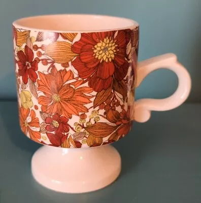 Buy Vintage Arthur Woods Mug MCM Pedestal Mug Kitchenalia Brown & Orange Floral • 19.99£