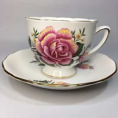 Buy Colclough Tea Cup And Saucer Set Pink Rose Bone China Teacup England Vintage • 14.18£