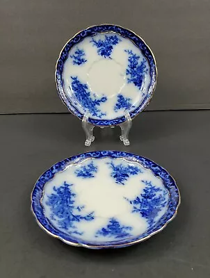 Buy Set Of 2 Stanley Pottery Co Touraine Flow Blue Porcelain Saucers Plates C.1928 • 18.21£