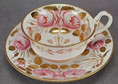 Buy Copeland Pattern 3880 Swansea Pink Rose & Gold Tea Cup & Saucer Circa 1889 G • 155.84£