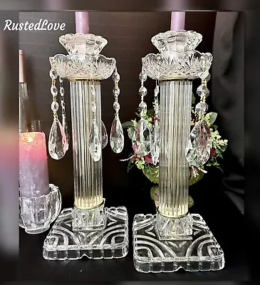 Buy Crystal Candle Holders Crystal Clear Industries With Hanging Crystals Gold Trim • 276.20£