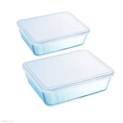 Buy Pyrex Rectangular Storage Glass Dish With Lid Set Of 2 Pieces - Clear • 17.28£