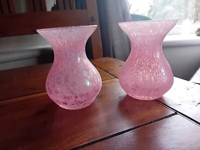 Buy Vintage Heron Glass Vase X2, Pink Iridescent Art Glass, Shabby Chic, Posy Vase • 6£