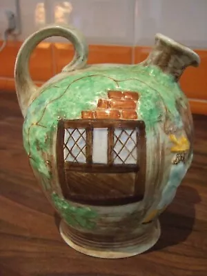 Buy Vintage HJ Wood Pottery Burslem Jug / Vase With Inn / Hostelry Scene & Patrons • 22£