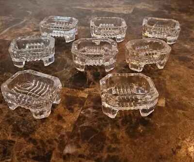Buy Set Of 8 Antique Crystal Glass Salt Cellars Open Salt Dish Footed Cut Glass • 61.67£
