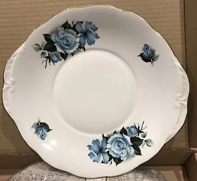 Buy Cake Plate, Queen Anne Bone China, Pattern No. 8282, Blue Roses, Eared, 1960s • 12£