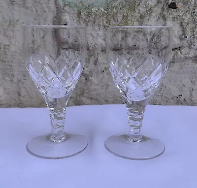 Buy Two Stuart Crystal Beau Cut Glass Sherry Glasses Immaculate Condition • 12.99£