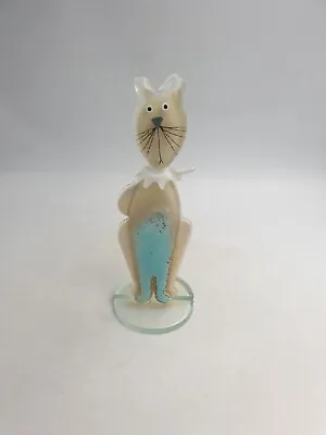 Buy Nobilé Fused Art Glassware Ocean Blue Sittin Kitten Cat Figurine Queta Pawtowska • 28.99£