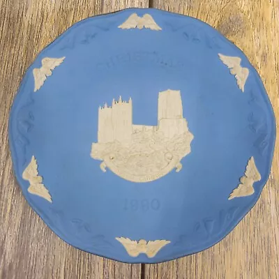 Buy Wedgwood Blue Jasperware Durham Cathedral 1990 Christmas Plate 18cms • 3.99£