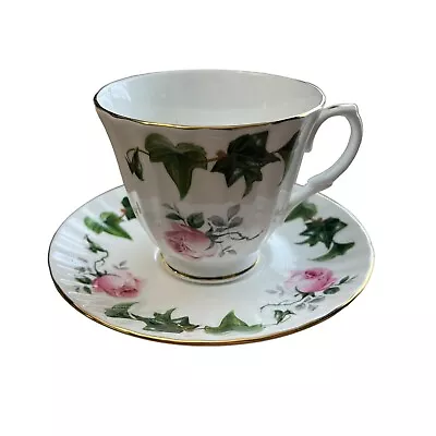 Buy Duchess Bone China England Pink Rose And Ivy Footed Tea Cup & Saucer - QUANTITY • 23.62£