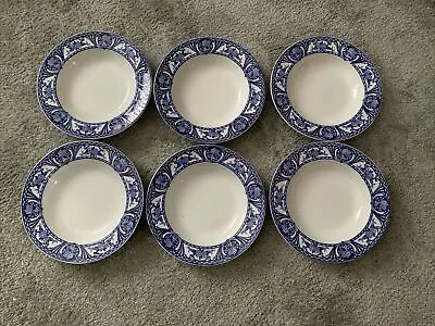Buy Antique Set Of Six Adderleys Balmoral Blue & White Soup Bowls • 35£