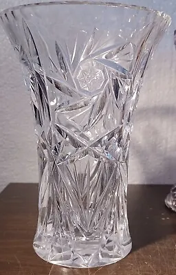 Buy Vintage Cut Glass Crystal Pin Wheel Star Vase • 6.99£