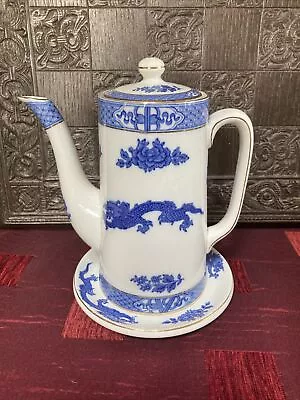 Buy Royal Cauldon Blue Dragon Coffee Pot With Stand C. 1930s • 24£