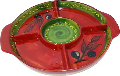 Buy 5 Compartment Tapas Serving Dish  21 Cm Traditional Spanish Handmade Ceramic • 19.99£