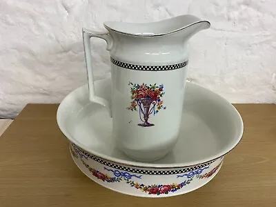 Buy Vintage Newhall Hanley Flowers In Vase Decoration Jug & Bowl Wash Set • 30£