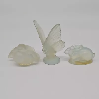 Buy 3 Vintage Sabino French Opalescent Crystal Glass Bird Butterfly Rabbit Figurines • 104.49£