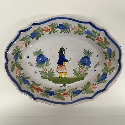 Buy Antique French Faience    Dish Bowl Plate Hand Painted HB Quimper • 35.10£