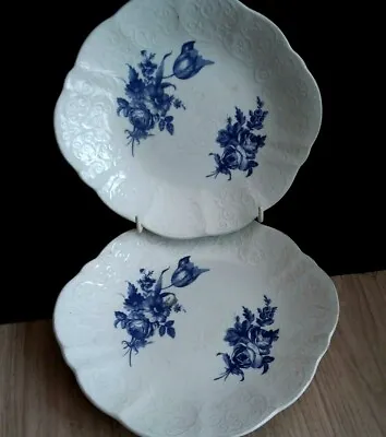Buy Vintage Fine Bone China Crown Plates Embosed Blue Flowers Staffordshire England • 14£