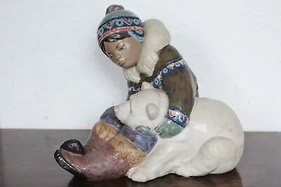 Buy Decorative Porcelain Figurine   Inuitmädchen With Eisbär   Of Lladro Spain • 136.99£