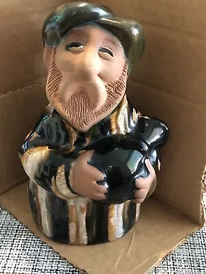 Buy Vintage  Foreign Studio Pottery Clay Figure Bearded Man Carrying Urn/ Pitcher • 6£
