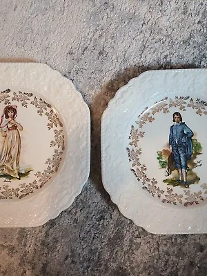 Buy Lord Nelson Pottery Set Of 2 Blue Boy & Pinky 8.25  Semi Square Collector Plates • 5.68£