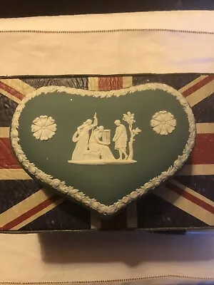 Buy Wedgwood Jasperware Special Teal Green Colour Heart Shaped Trinket Box • 42£