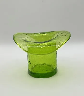 Buy Vtg Green Crackle Glass Miniature Top Hat Vase Toothpick Holder 2H X 3L X 2.5W • 10.12£