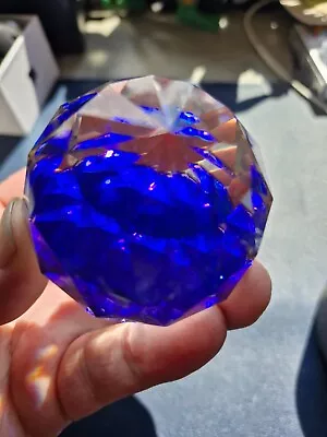 Buy Vintage Swarovski Blue/Purple Glass Silver Crystal Faceted Paperweight Ball • 16.80£