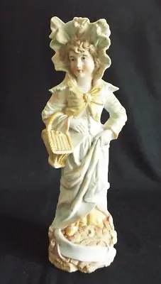 Buy Colour Washed Parian Ware Period Dressed 11.1/2  Lady Figurine • 7.95£