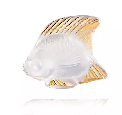 Buy Lalique Crystal (Brand New) Fish Sculpture Colour & Code : GOLD STAMPED 10685100 • 95£