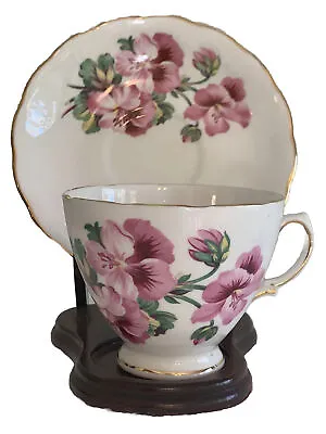 Buy Antique Royal Vale England Bone China Tea Cup Saucer Pink Pansy Vintage Flowers • 13.76£
