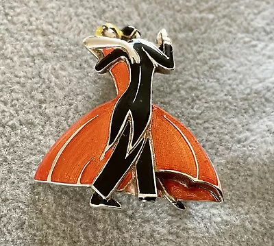 Buy Vintage Past Times BOXED Orange Enamelled Clarice Cliff Dancing Couple  Brooch. • 15£