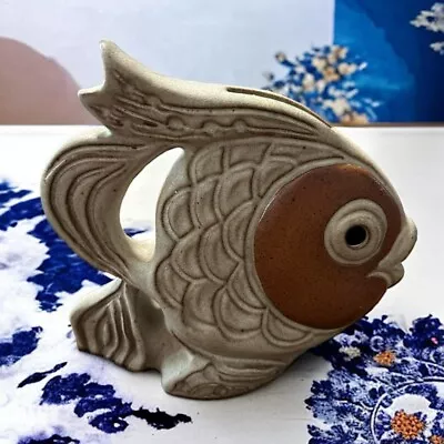 Buy Vintage 1970s Shelf Pottery Fish Money Bank • 12£