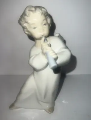 Buy Lladro Figurine CHERUB ANGEL WITH HORN #4540 Gloss Finish Very Good Condition • 25£