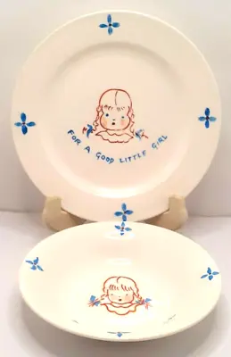 Buy Edwin M. Knowles China Co. Child's Plate & Bowl Set Vintage • 19.34£