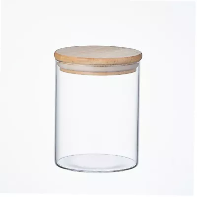 Buy Round Clear Glass Pantry Jar Kitchen Storage Canister Jar Airtight Bamboo Lid • 10.96£