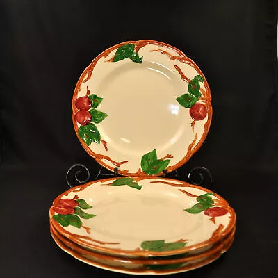 Buy Franciscan Apple 4 Dinner Plates 10 5/8   1958-1966 Hand Painted Red Green Brown • 96.49£