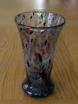 Buy Stunning Murano Multi Coloured Crackle Glass Splatter Vase • 24.95£