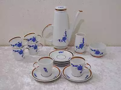 Buy 15-Piece Espresso Service DDR Lichte Fine China Porcelain Vintage Blue Flower • 35.22£