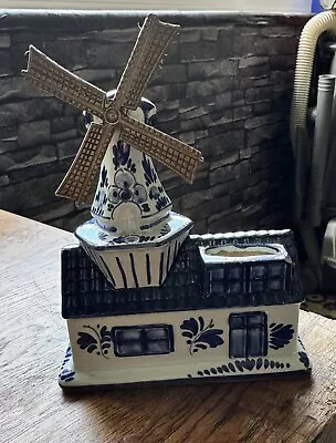 Buy Vintage Ceramic Boma Delftware Blauw Musical Wind Up Windmill House Working • 6£
