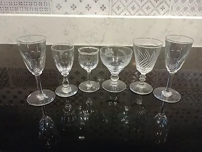 Buy Victorian 19thC? SHERRY Liqueur Glasses Collection  OF SIX Non Matching • 14.99£