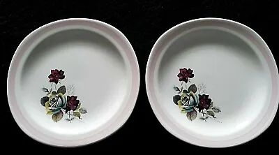 Buy Lord Nelson Ware Red White Roses Pink Rim 6¾ Inch Side Plates X2 C1965 (6 Avail) • 10.99£