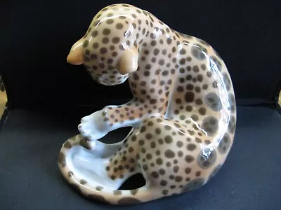 Buy Vintage Lomonosov Porcelain Large Leopard - Made In Ussr • 55£
