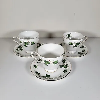 Buy Colclough Vintage Bone China Ivy Leaf Coffee Tea Cups & Saucers. Set Of 3 • 19.99£