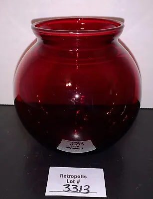 Buy Royal Ruby Red Anchor Hocking Glass Ivy Ball Vintage Vase 4” • 18.97£