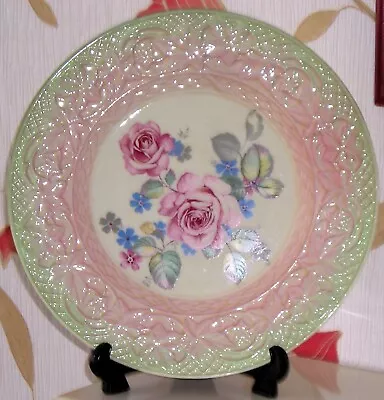 Buy Stunning Maling Pottery Wall Plaque - Roses & Maple Leaf Embossed Border 1930's • 44.99£