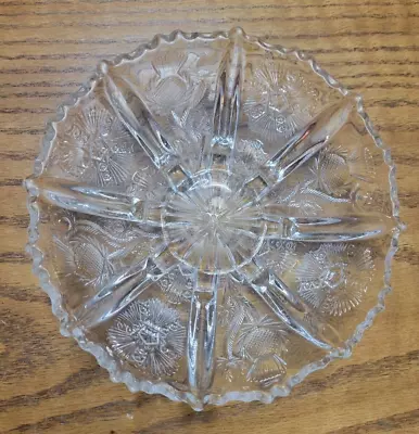 Buy EAPG Higbee Paneled Footed Thistle Pattern Clear Glass Bowl Saw Tooth Rim 7” • 15.13£