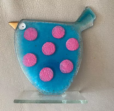 Buy Nobile Fused Glass Ornament Chirpy Bird Turquoise Pink Spots - 2227 • 12.50£